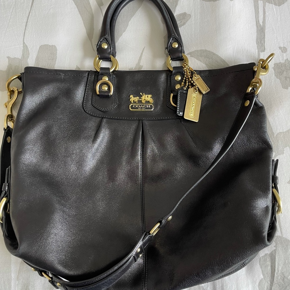 Black and gold Coach purse